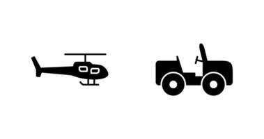 helicóptero y safari icono vector