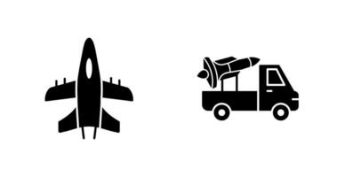 Military Plane and Missile Icon vector