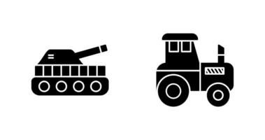 tanque y tractor icono vector