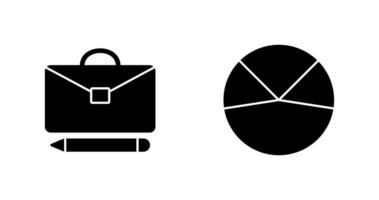 briefcase and pie chart analysis Icon vector