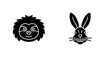 Sloth and Rabbit Icon vector