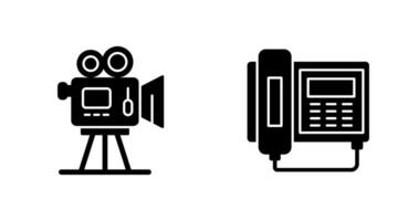 película cámara y teléfono icono vector