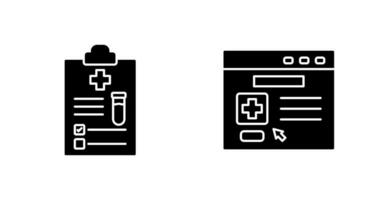 médico reporte y navegador icono vector