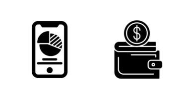 Pie Chart and Wallet Icon vector