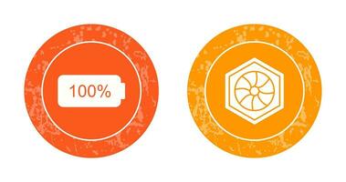 full battery and hexagonal diaphram Icon vector