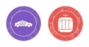 Police Car and Cable Car Icon vector