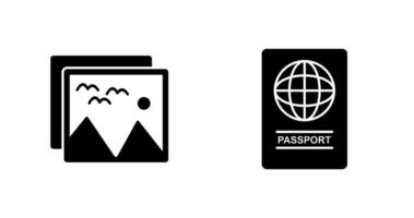 imágenes y pasaporte icono vector