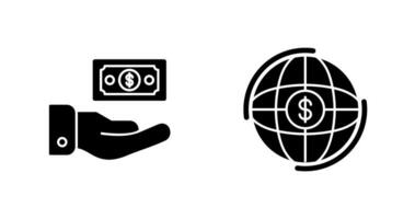dinero y globo icono vector