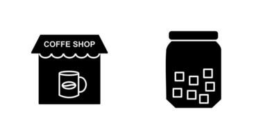 Coffee Shop And sugar Bottle  Icon vector