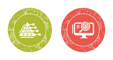 Pyramid Graph and Search Icon vector