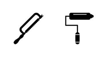 Hacksaw and Paint Roller Icon vector