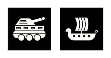 Infantry Tank and Viking Ship Icon vector