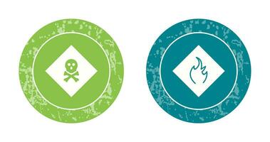 poisonous gas and Danger of flame  Icon vector