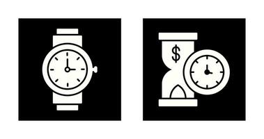 muñeca reloj y hora es dinero icono vector