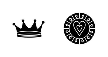 king crown and heart chip Icon vector