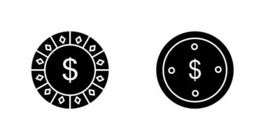 dollar chip and dolllar coin Icon vector