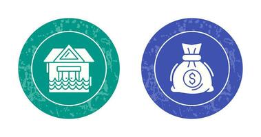 Natural Disaster and Money Bag Icon vector