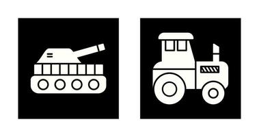 tanque y tractor icono vector