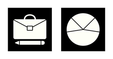 briefcase and pie chart analysis Icon vector