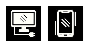 monitor y teléfono inteligente icono vector