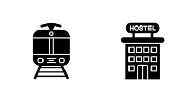 Tram and Hostel Icon vector