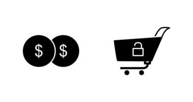 coins and unlock cart Icon vector