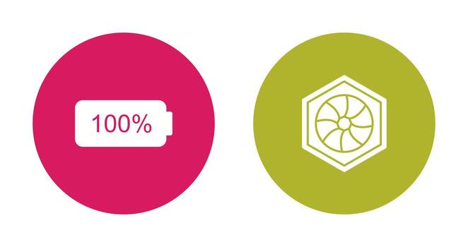 full battery and hexagonal diaphram Icon vector