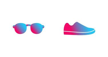 Gafas de sol y zapato icono vector