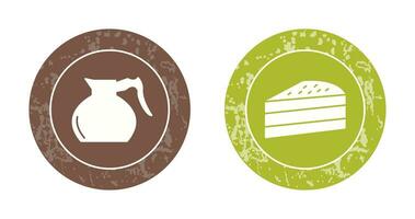 cake slice and coffee pot  Icon vector