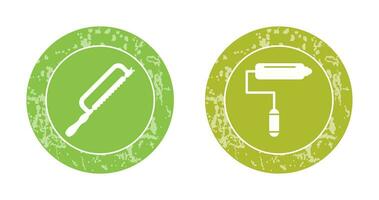 Hacksaw and Paint Roller Icon vector