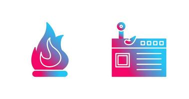 Fire and Phishing Icon vector