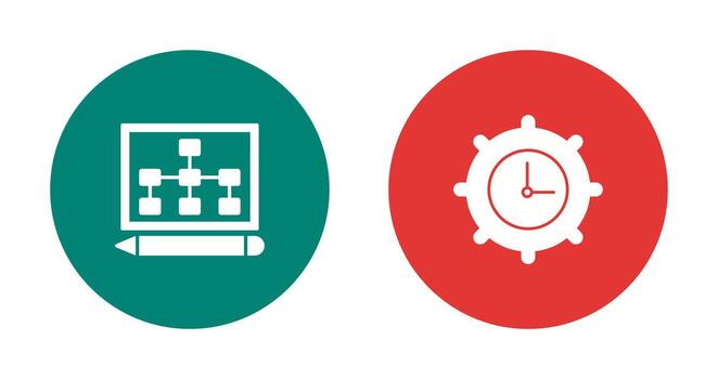 dibujar jerarquía y hora ajuste icono vector