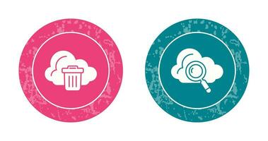 Trash and Magnipying Icon vector
