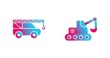 Crane and Escavator Icon vector