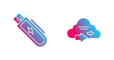 USB y nube icono vector