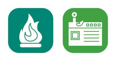 Fire and Phishing Icon vector