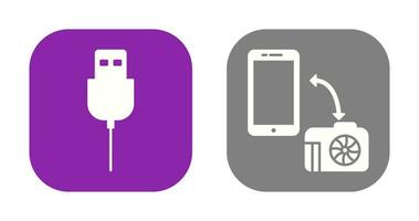 usb cable and transfer images Icon vector