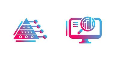 Pyramid Graph and Search Icon vector