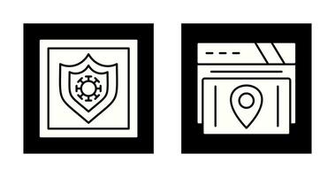 Shield and Map Location Icon vector