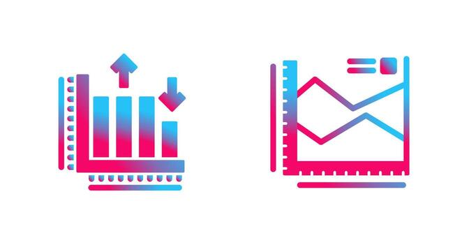 Spline Chart and Bar Graph Icon vector