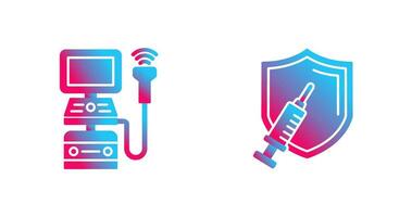 Ultrasound Machine and Vaccination Icon vector