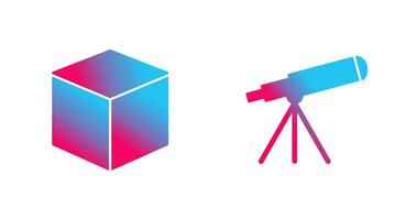 cubic design and telescope Icon vector