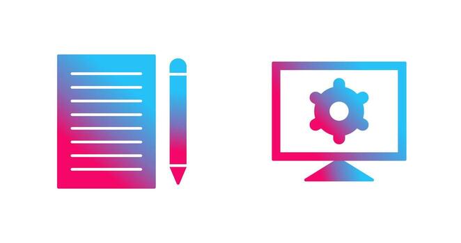 write feedback and computer settings Icon vector