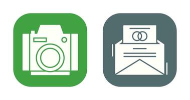 Photo Camera and Invitation Card Icon vector