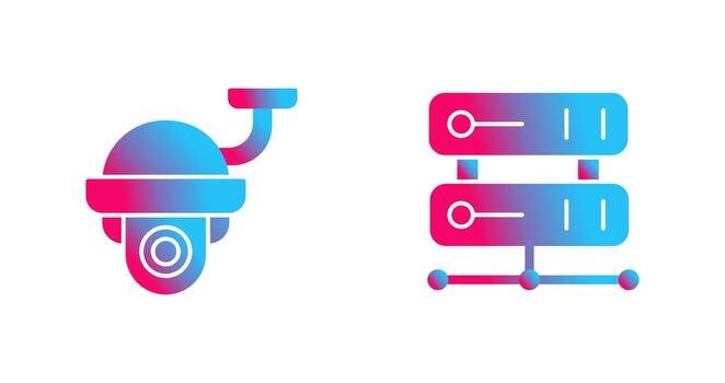Security Camera and Server Icon vector