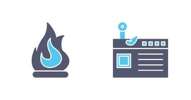 Fire and Phishing Icon vector