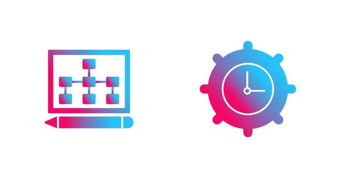 dibujar jerarquía y hora ajuste icono vector