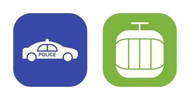 Police Car and Cable Car Icon vector