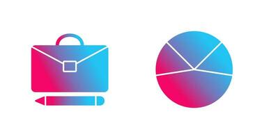 briefcase and pie chart analysis Icon vector