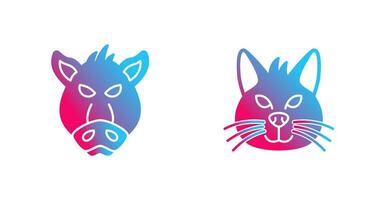 Pig and Cat Icon vector